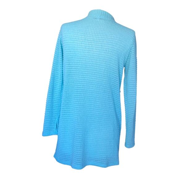 Blakeley Blue Waffle Knit Open Front Lola Cardigan Long Sleeve Women's XS/S - Picture 4 of 8